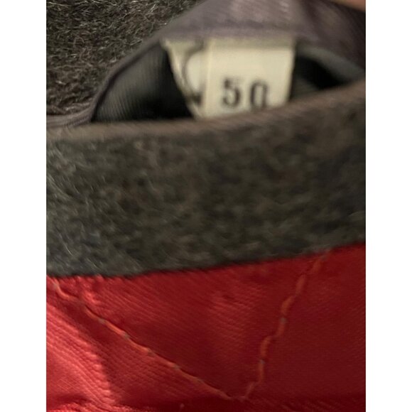 Loden Frey Wool Coat Western Germany Size 50 Gray Red Lining Toggle Closure Flaw - Picture 13 of 16